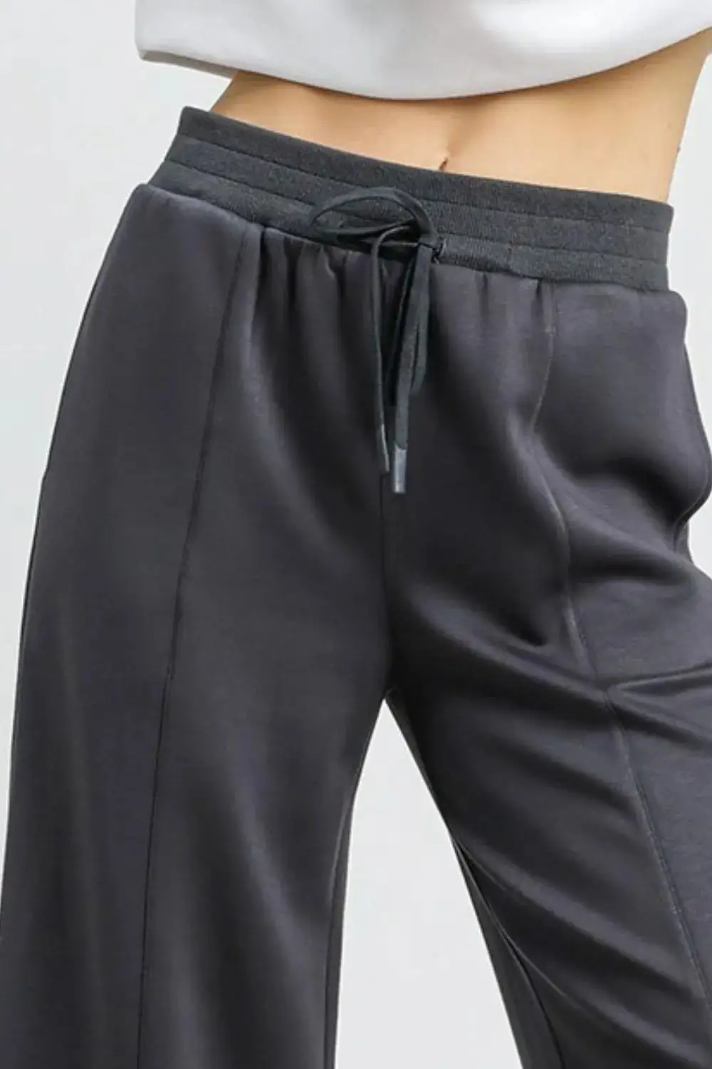Drawstring Wide Leg Cropped Pants