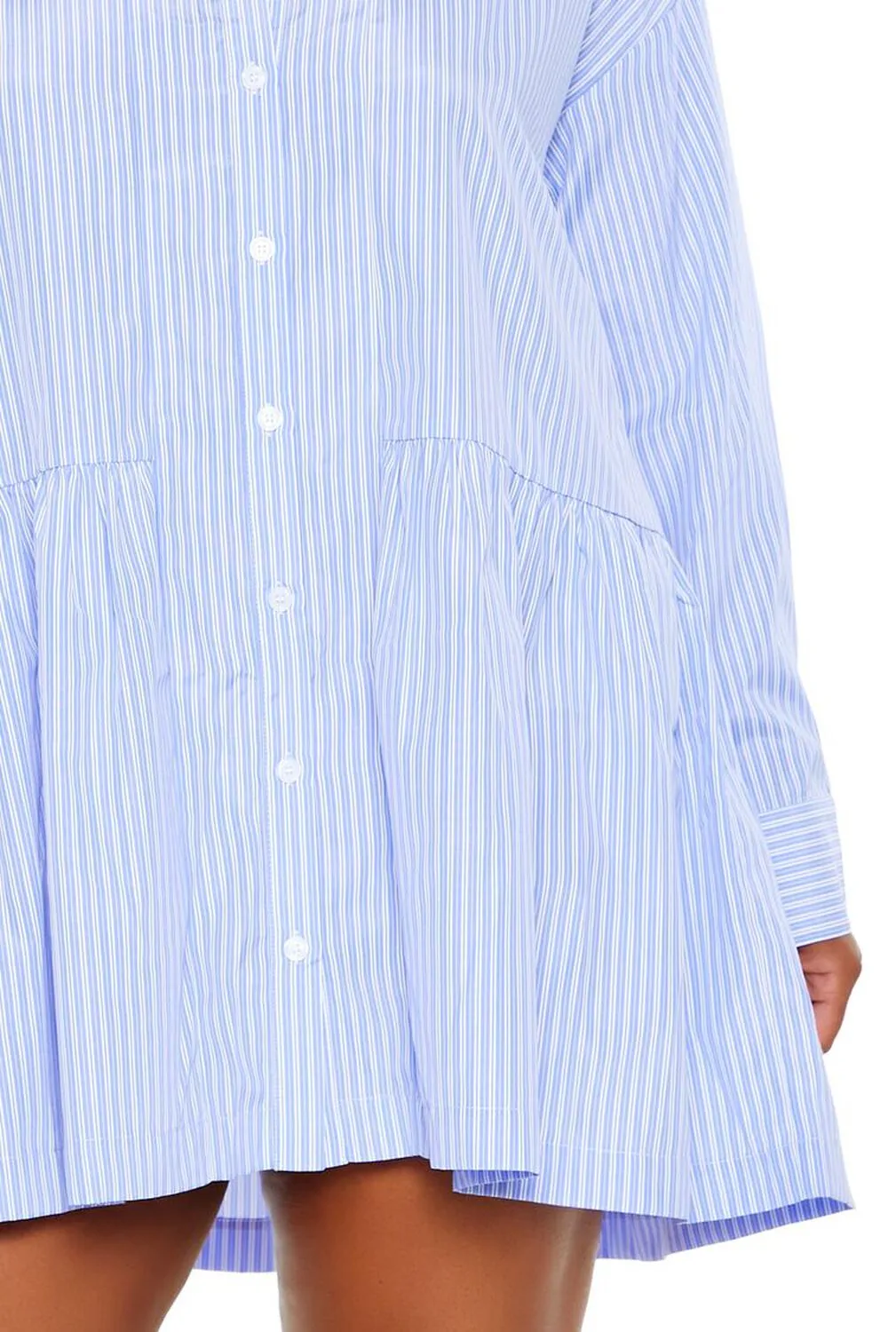 Plus Size Striped Mini Shirt Dress