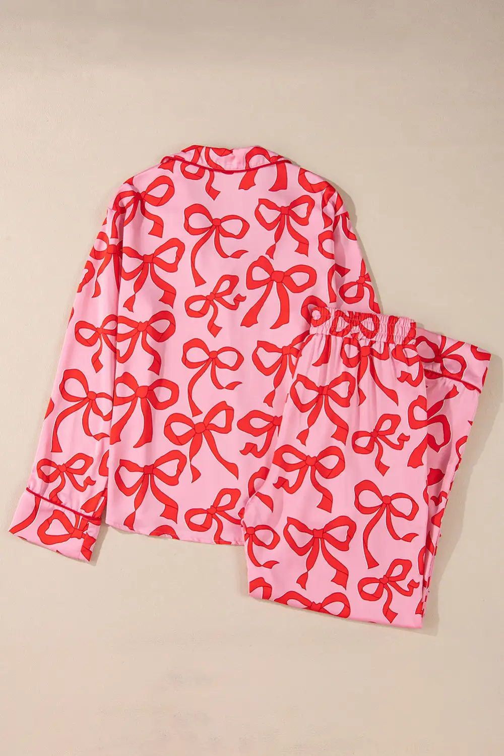 Bow Print Long Pajama Set