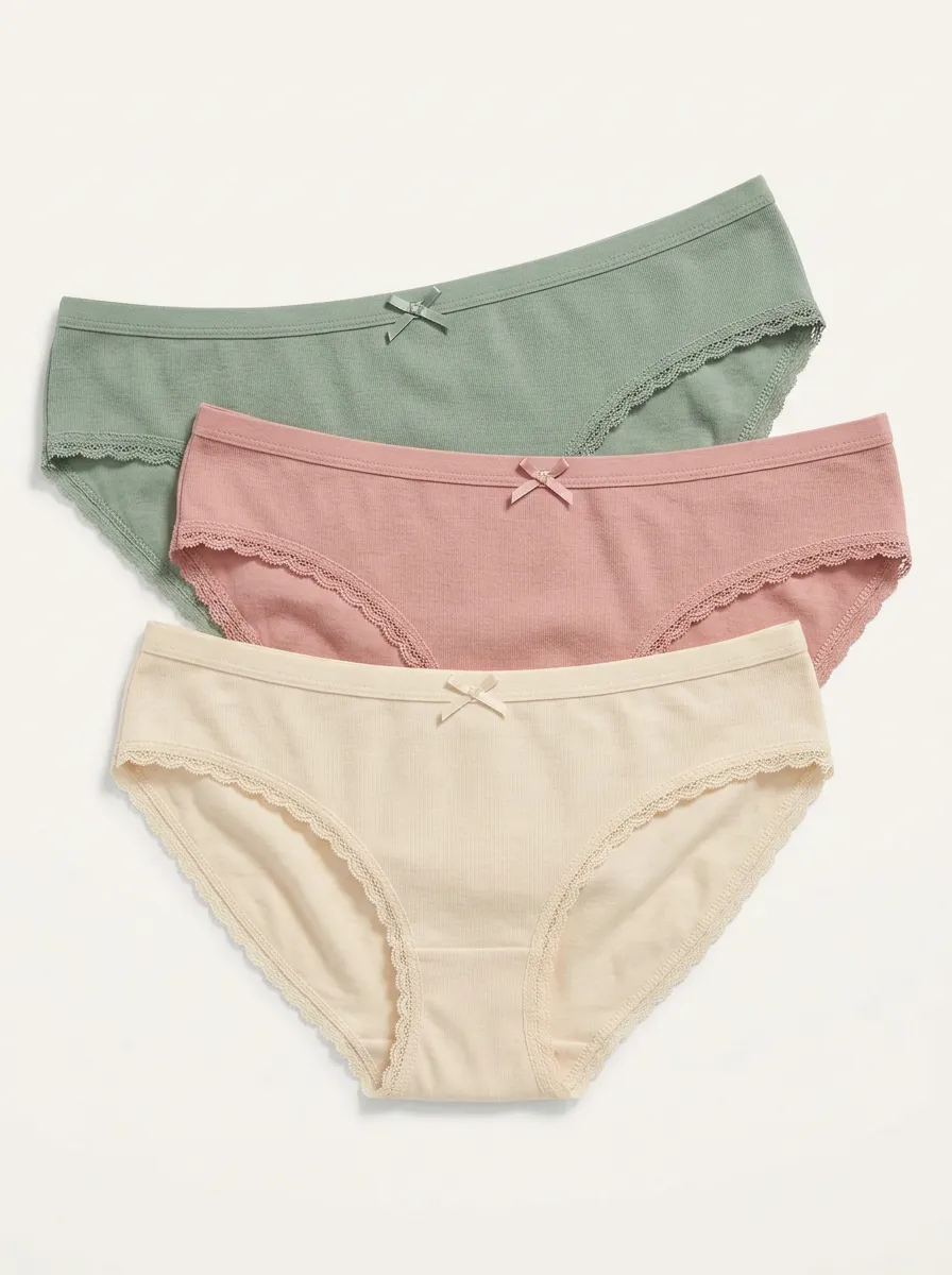 Everyday Lace-Trim Women's Three-Piece Panty Set