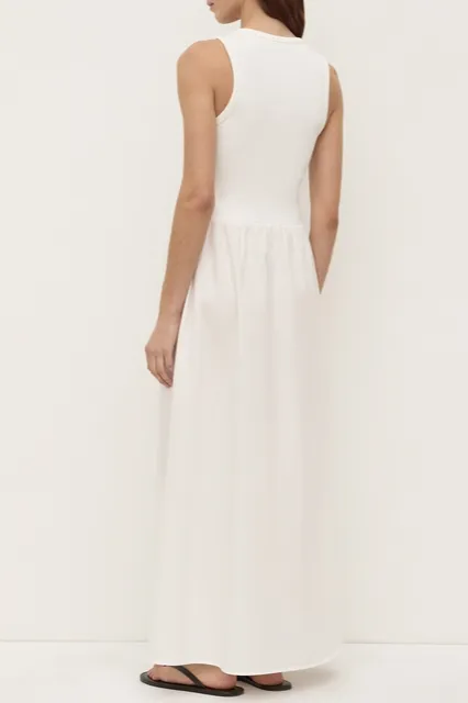 White Drop-Waist Cotton Maxi Dress