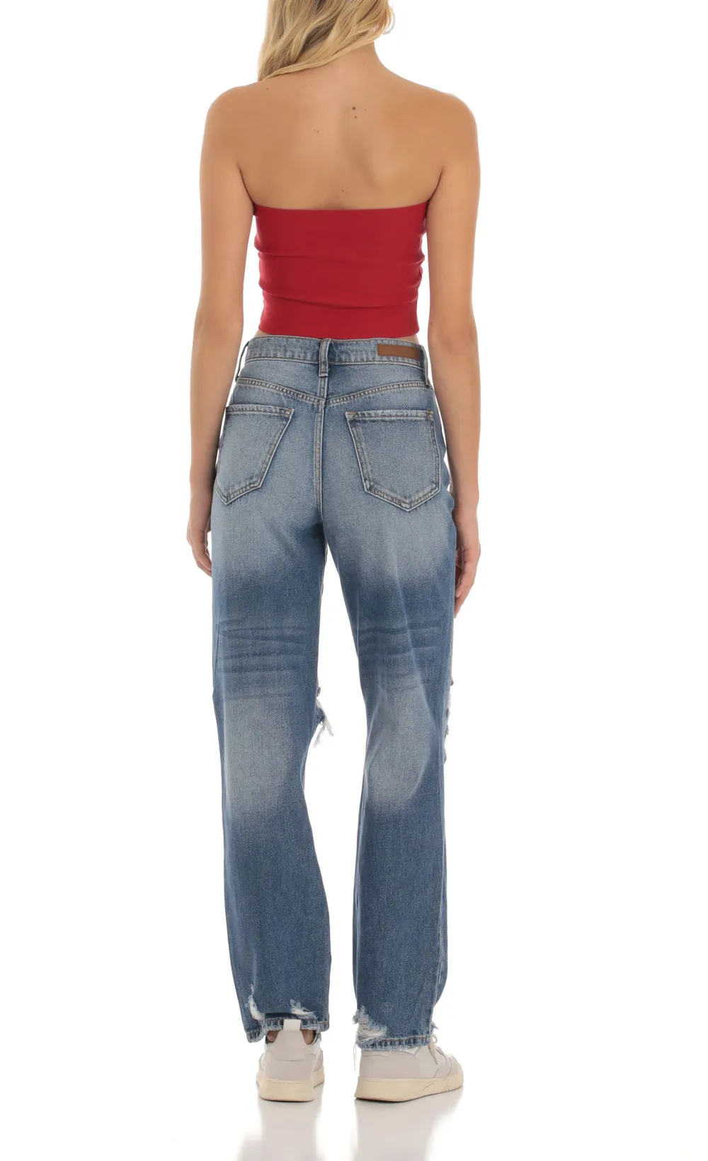 Distressed Jeans in Faded Denim