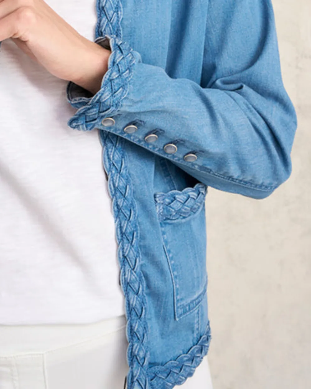 Braid Trim Denim Jacket - Aged Indigo