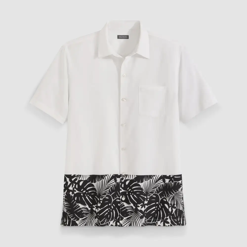 Placed Print Short Sleeve Camp Shirt