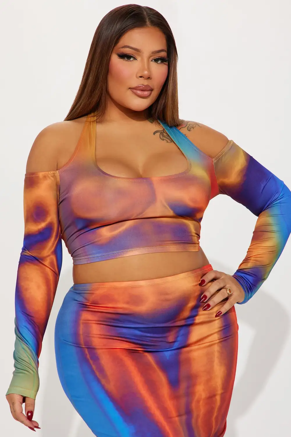 Feeling Heated Skirt Set - Multi Color