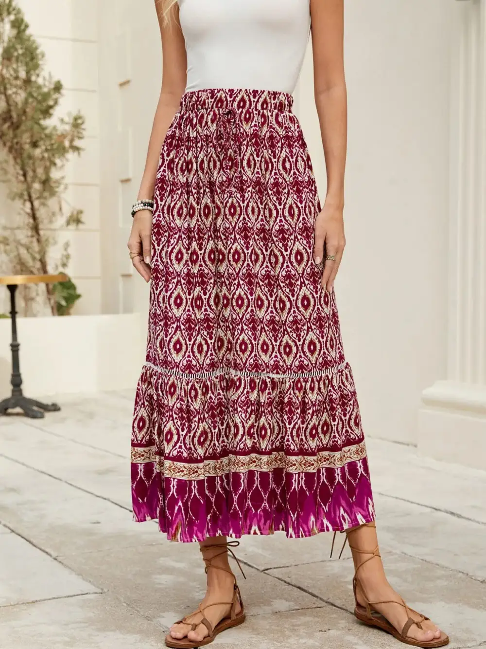Bohemian Printed Maxi Skirt
