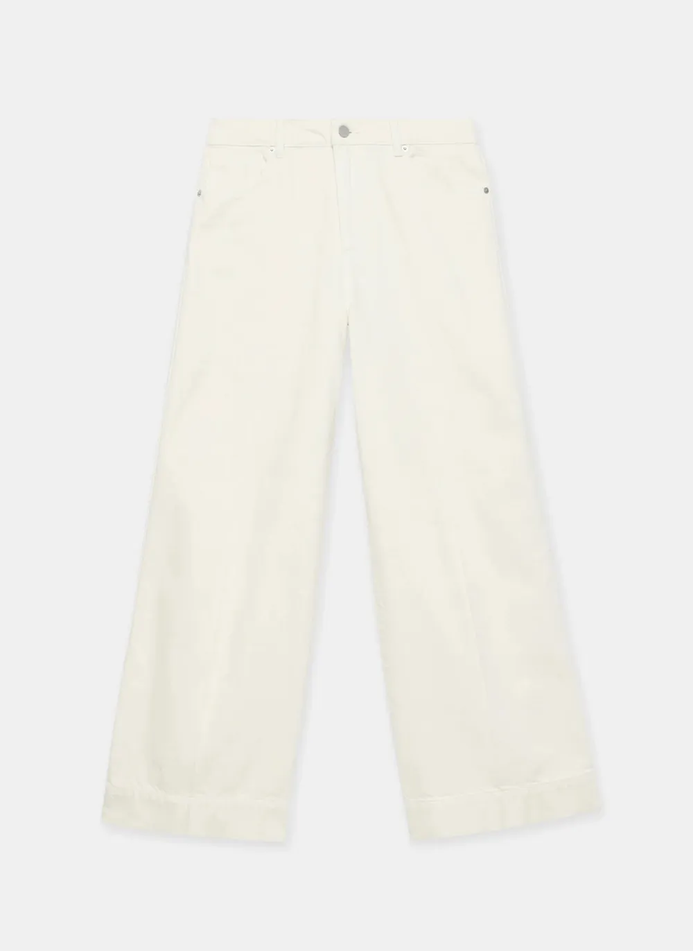 Casual Style Cream Wide Leg Jeans