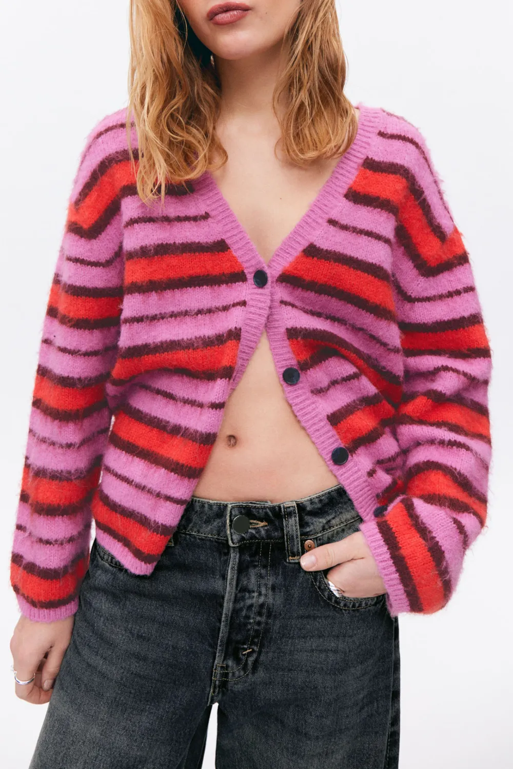Button Up Drop Shoulder Cardigan