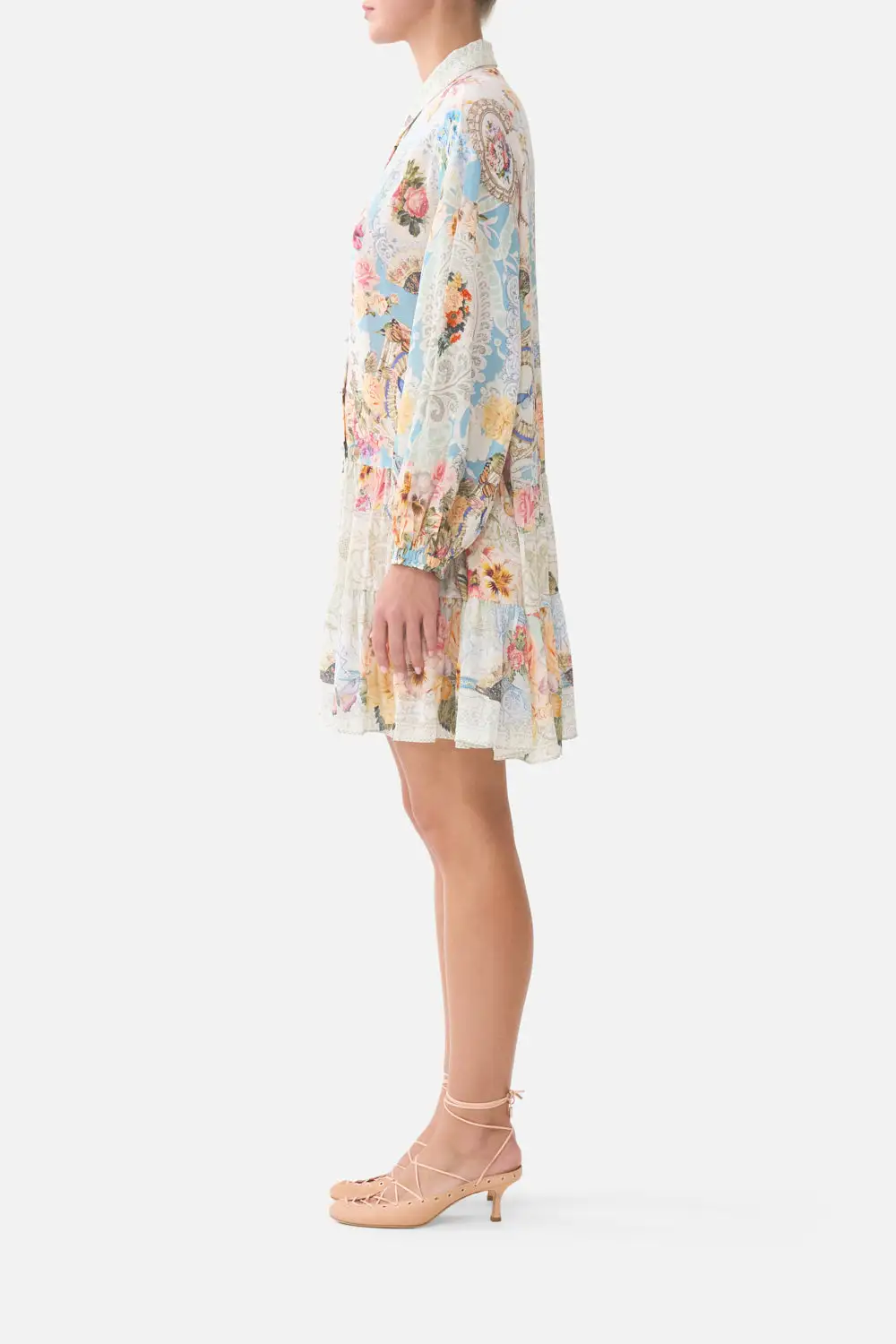 Long Sleeve Tiered Short Dress