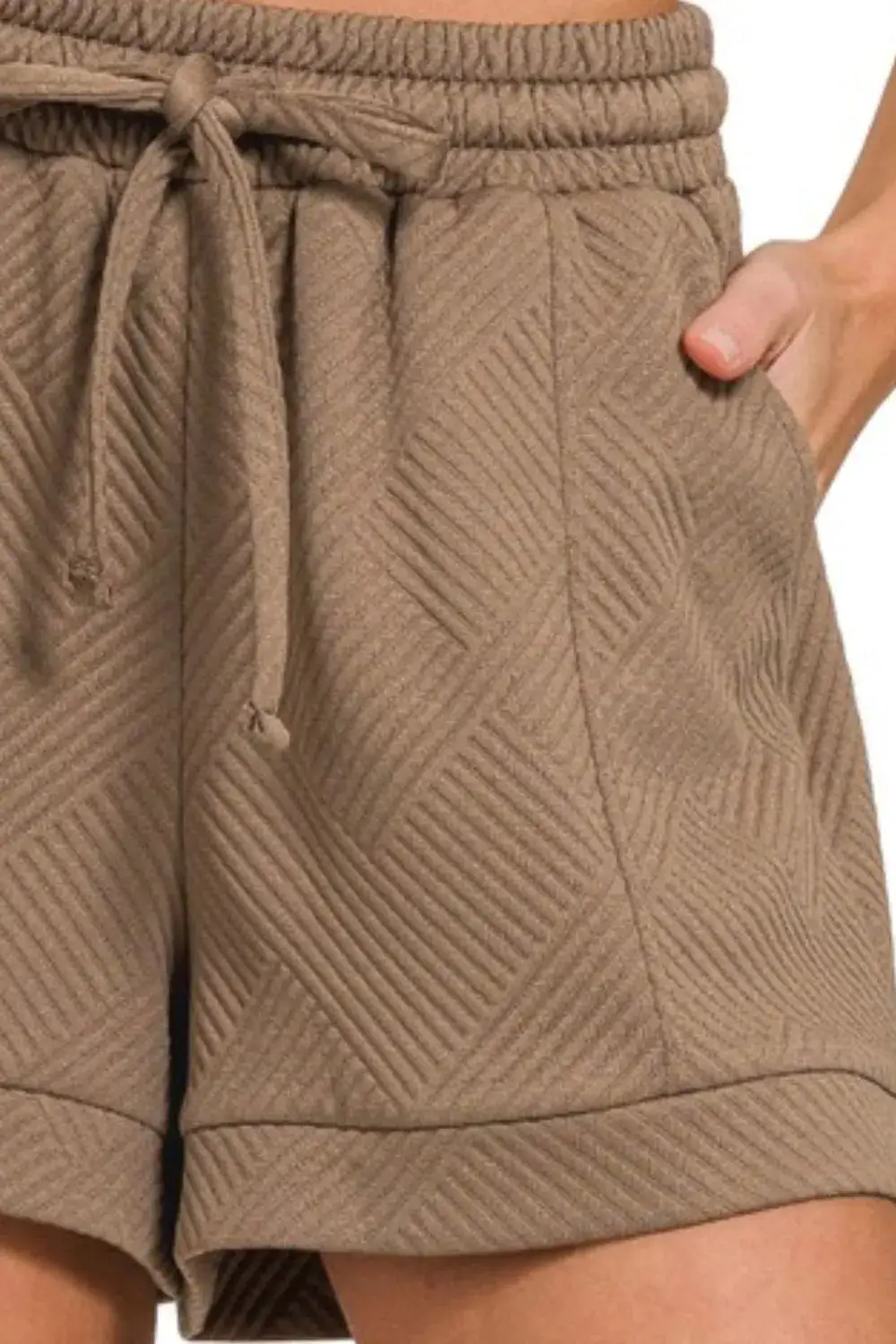Easygoing Textured Knit Jacquard Drawstring Shorts