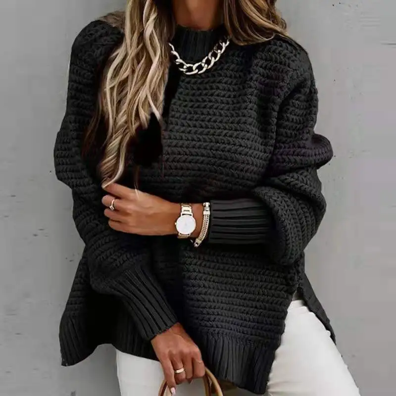 Casual Solid Color Knitted Sweater