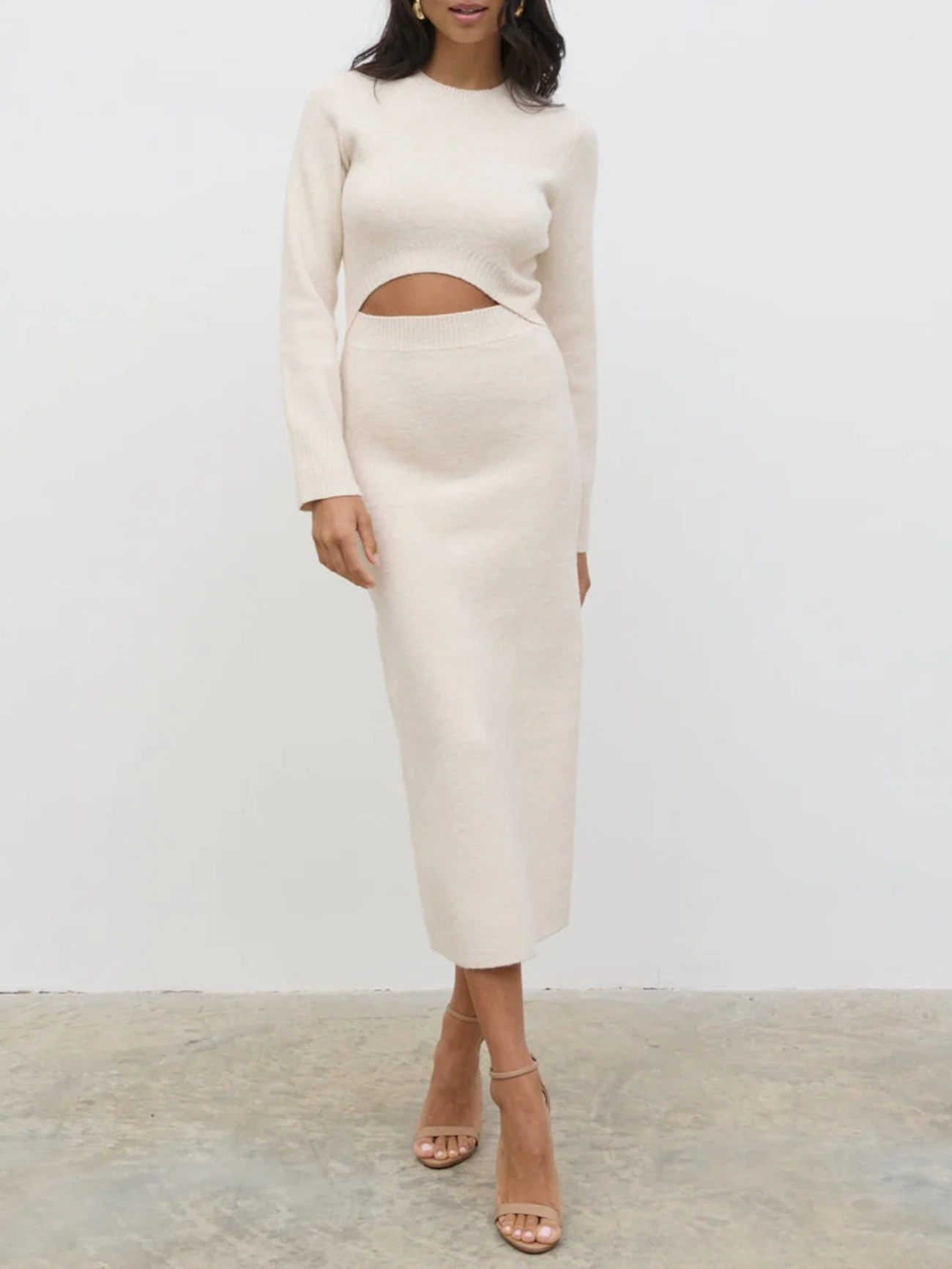 Cut Out Knit Midi Dress