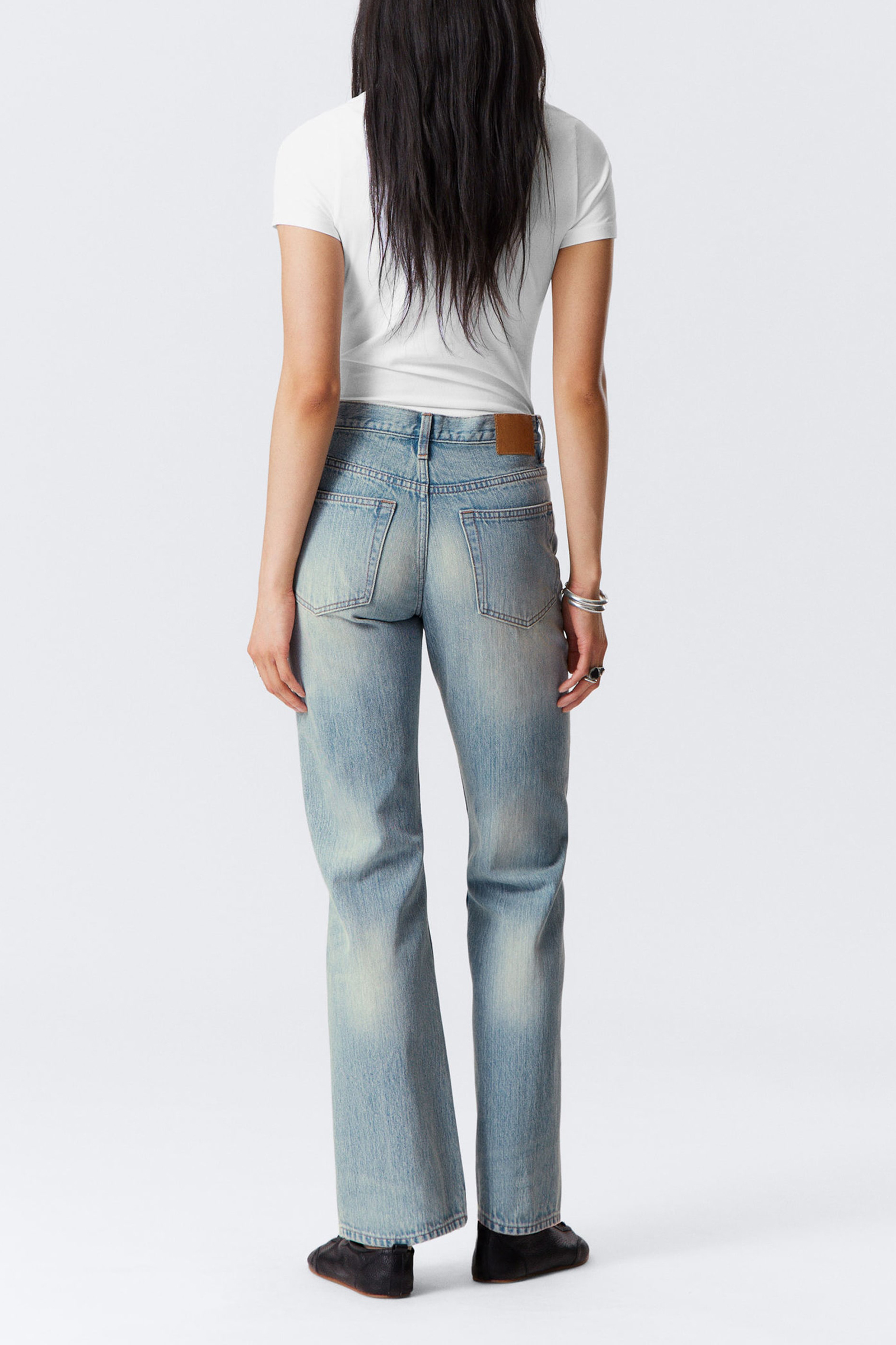 Pocketed Mid Waist Bootcut Jeans