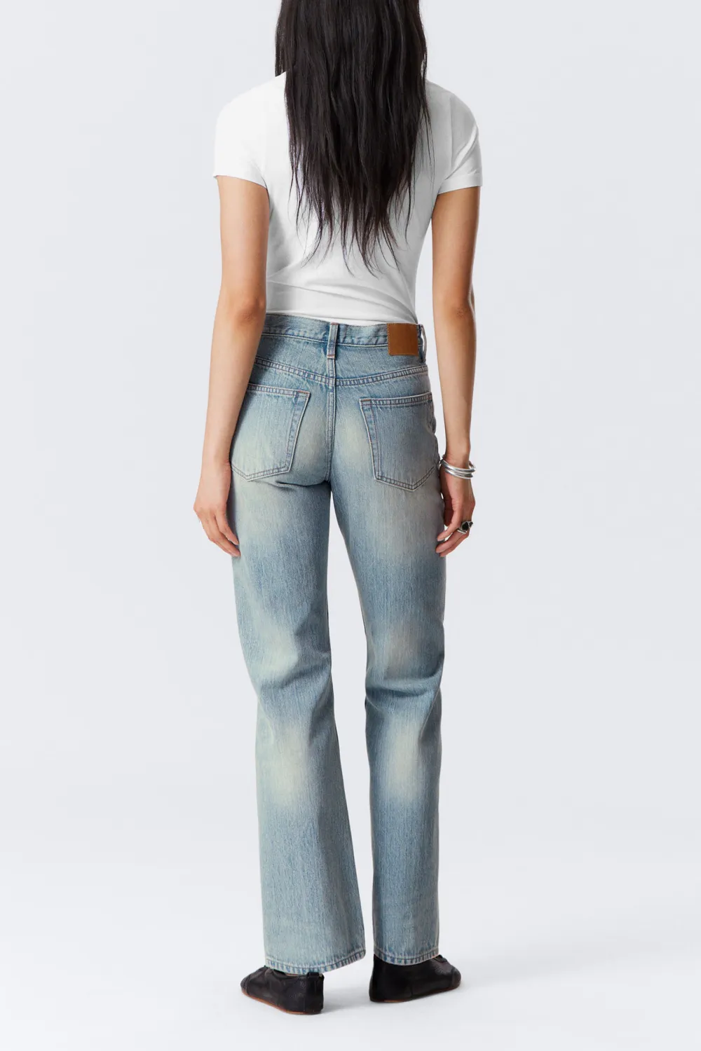 Pocketed Mid Waist Bootcut Jeans