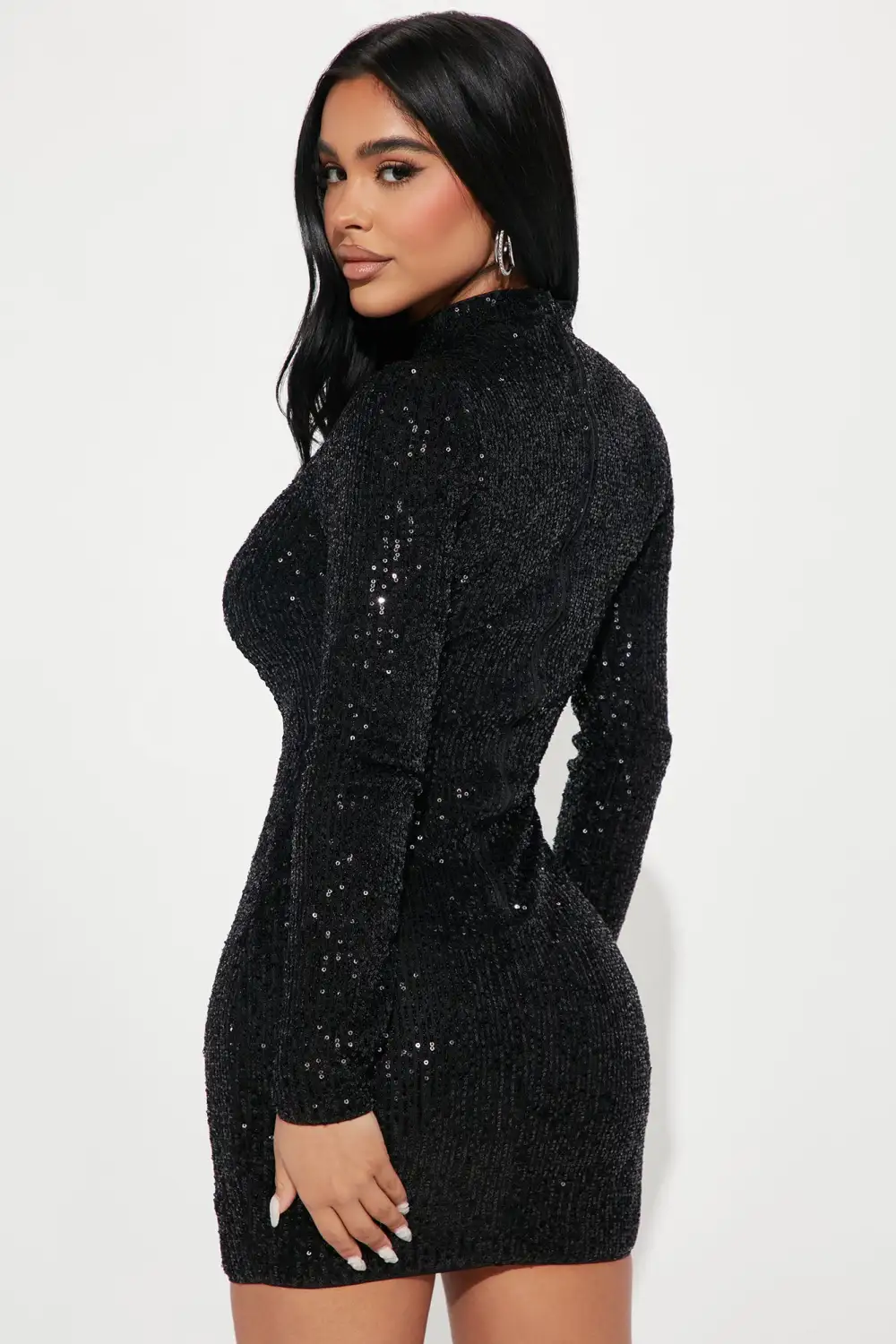 Ana Sequin Mini Dress - Black