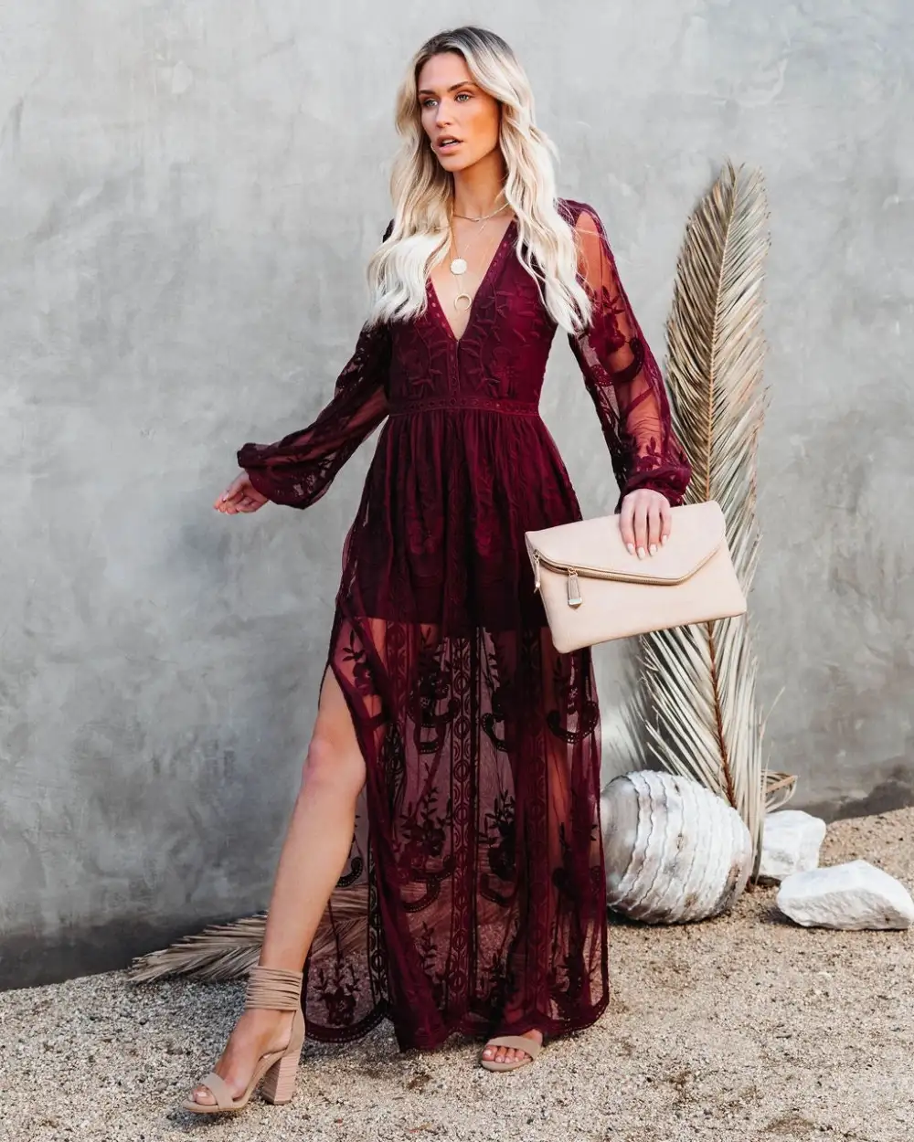 Mystical Moonlight Lace Boho Maxi Dress