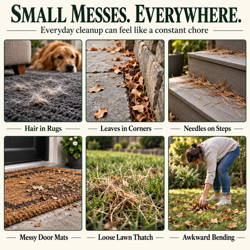 Multi-Purpose Lawn & Carpet Grooming Rake