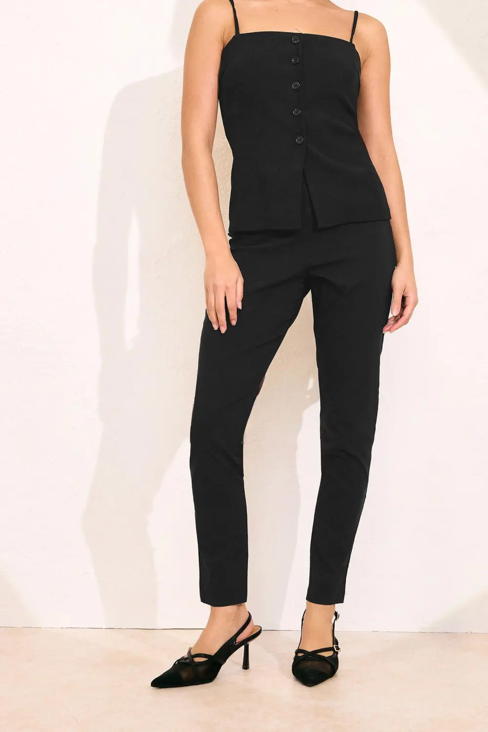 Women's Fashion Skinny Black Trousers