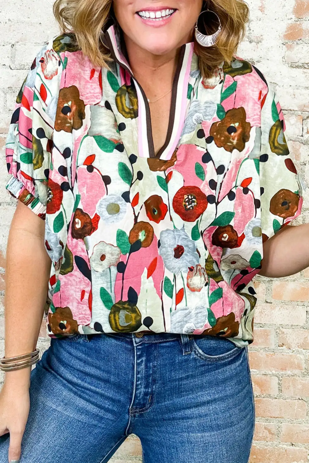Lightweight Floral Short Sleeve Blouse