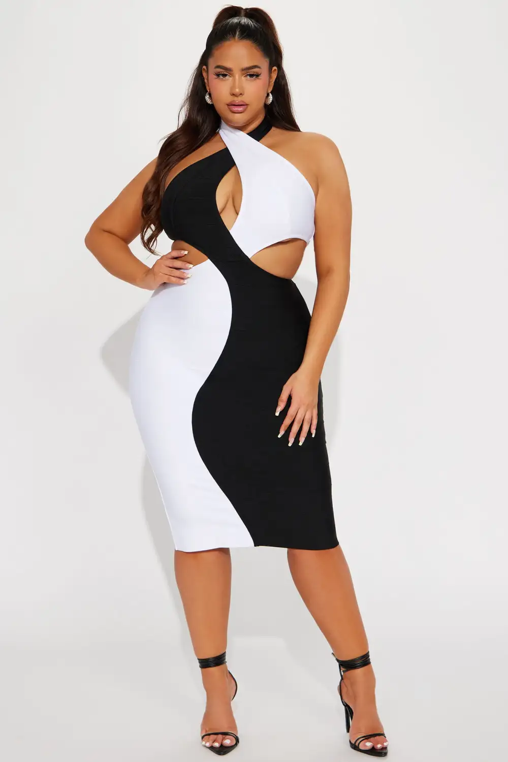North Bandage Midi Dress - Black/White
