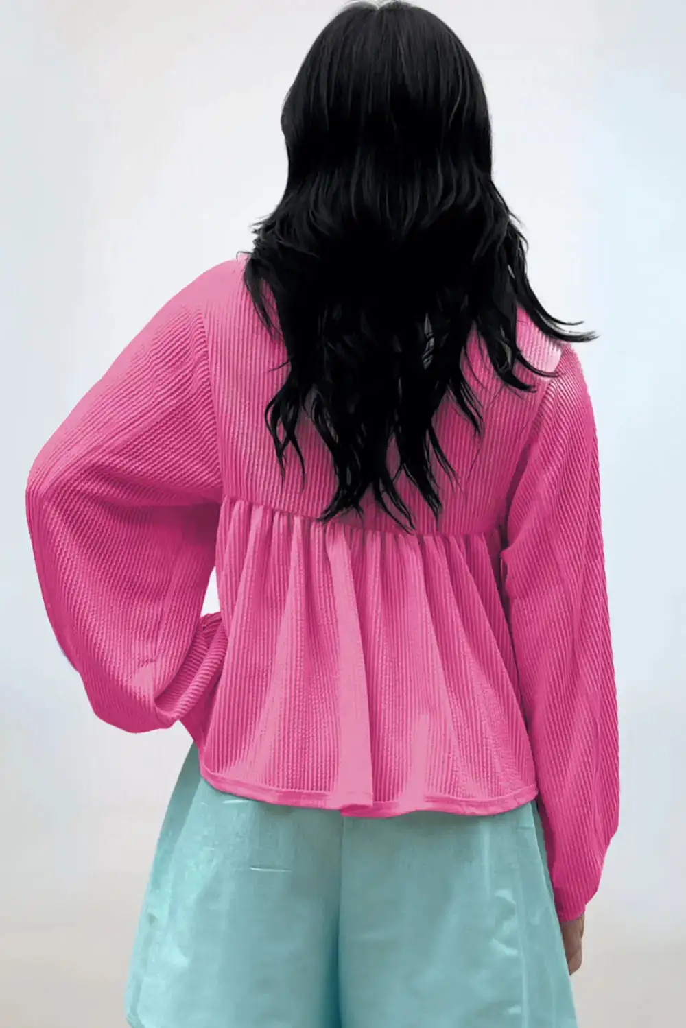 V-Neck Turn-down Collar Blouse