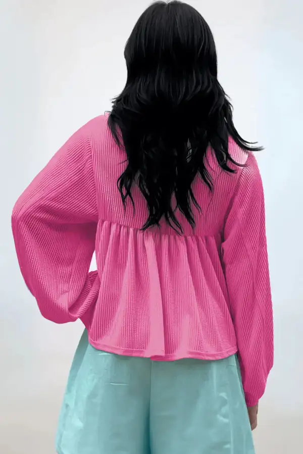 V-Neck Turn-down Collar Blouse