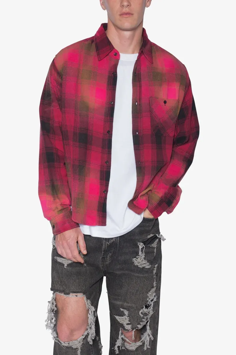 RED AND BLACK PLAID FLANNEL SHIRT