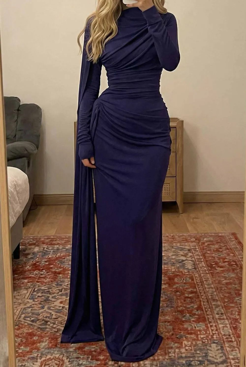 Irregular Pleated Maxi Dress