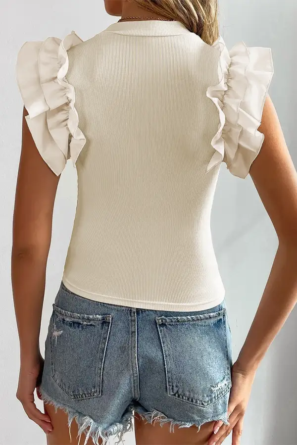 Ruffled Ribbed Blouse