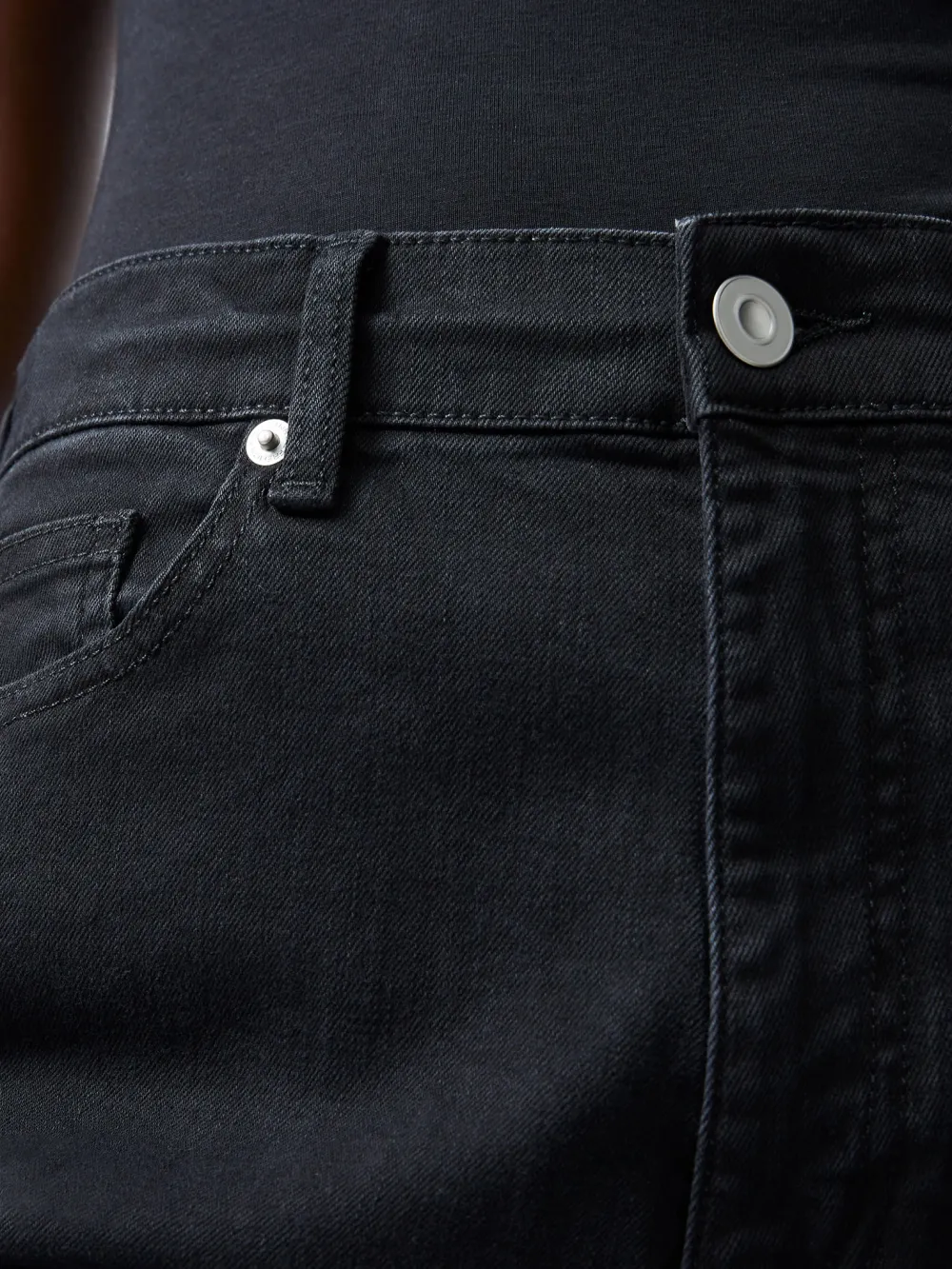 Straight Slim Solid Color Denim Trousers