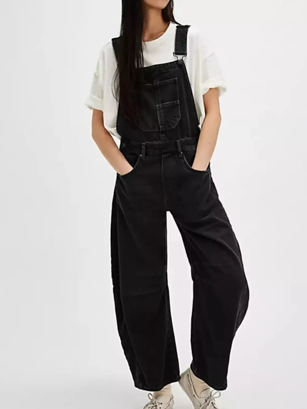 Soft Denim Wide Leg Overalls