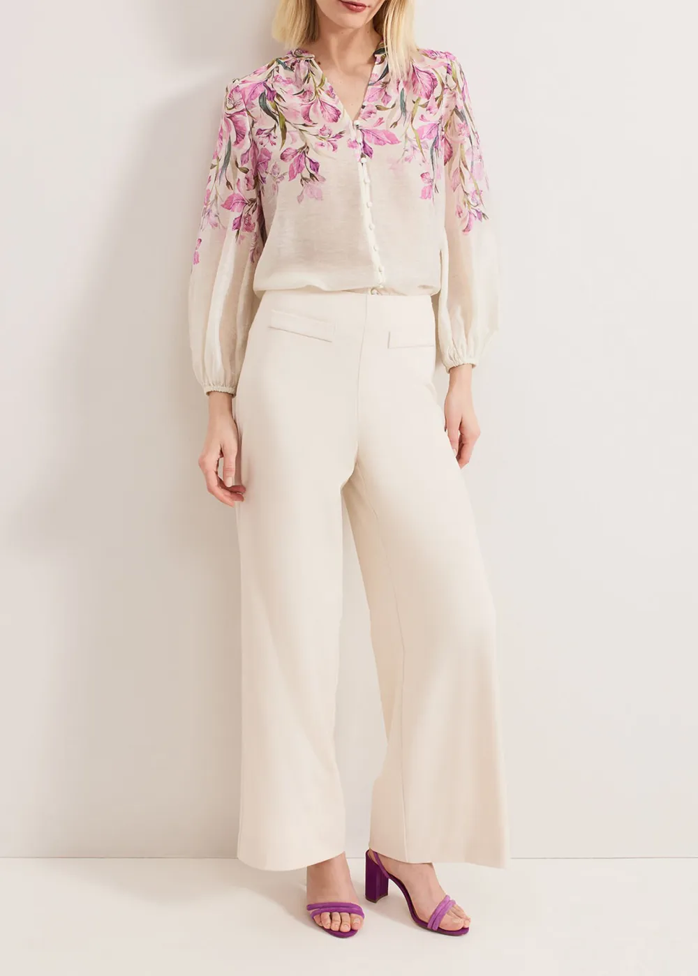 Skin-Friendly Breathable Linen Pink Printed Ladies Shirt