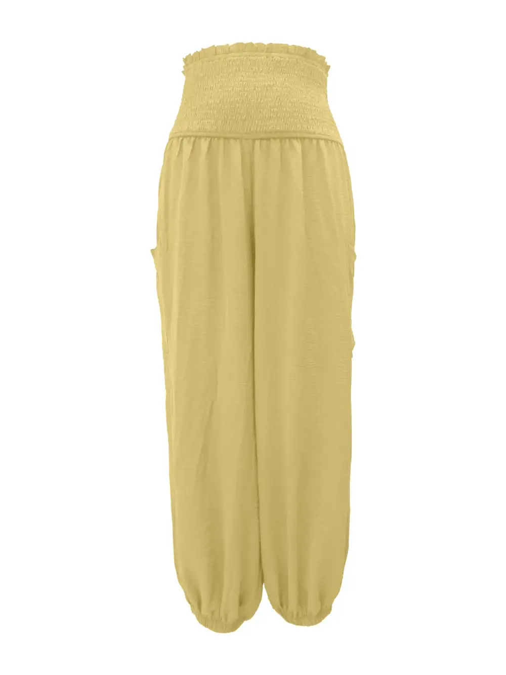 Full Size Smocked Waist Harem Pants with Pockets