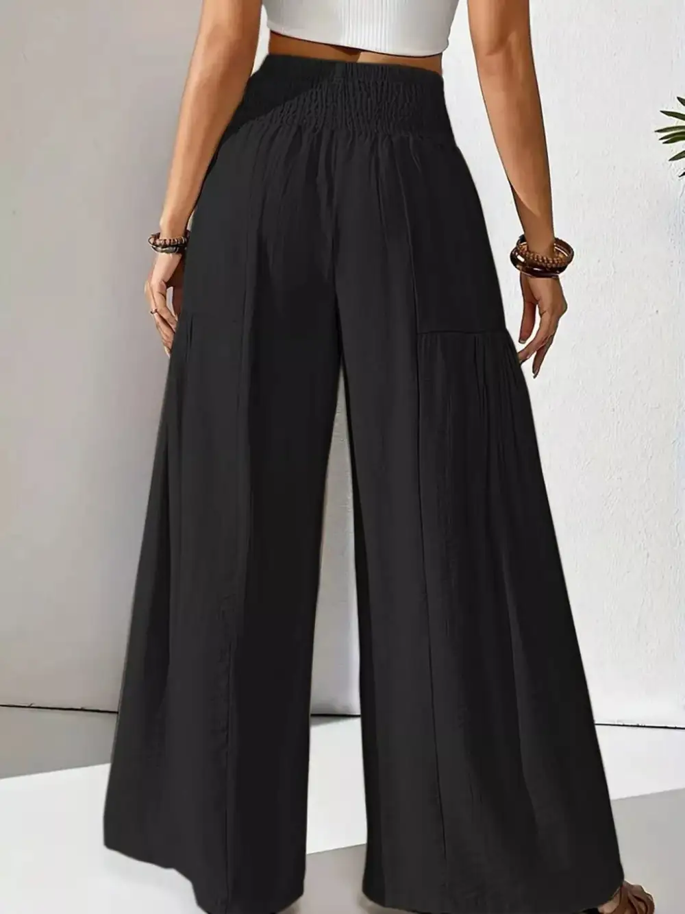 Everyday Smocked Waist Wide Leg Pants