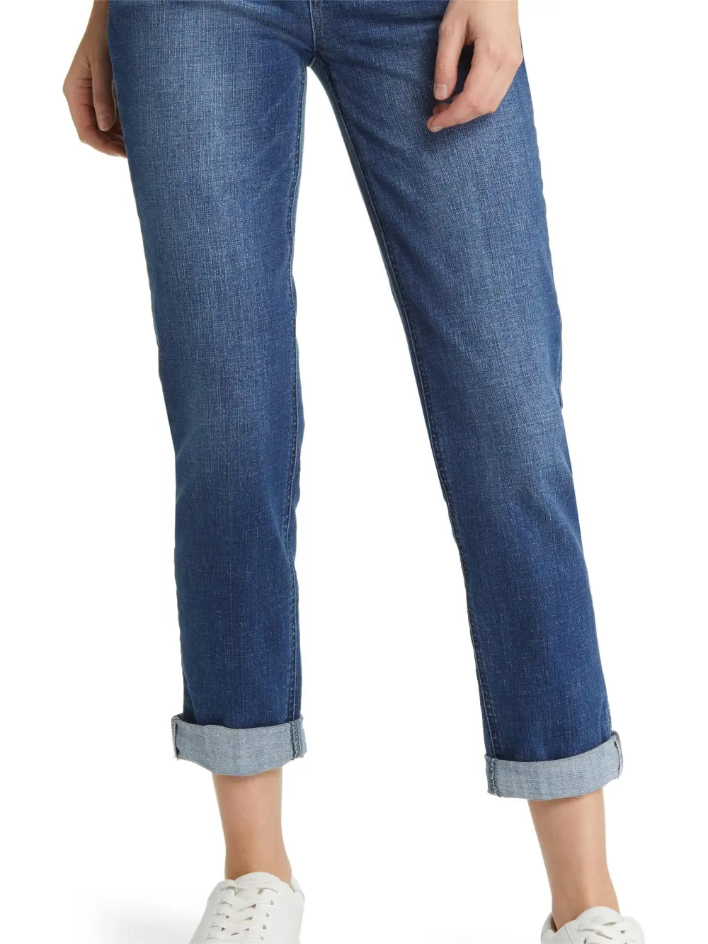 Cuffed Ankle Length Straight Jeans