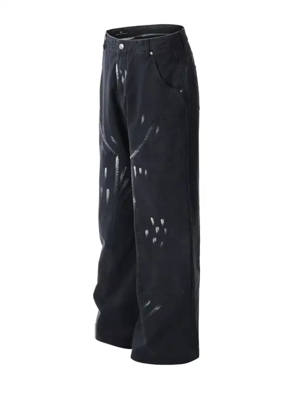 Men's Paint Splatter Wide Leg Pants