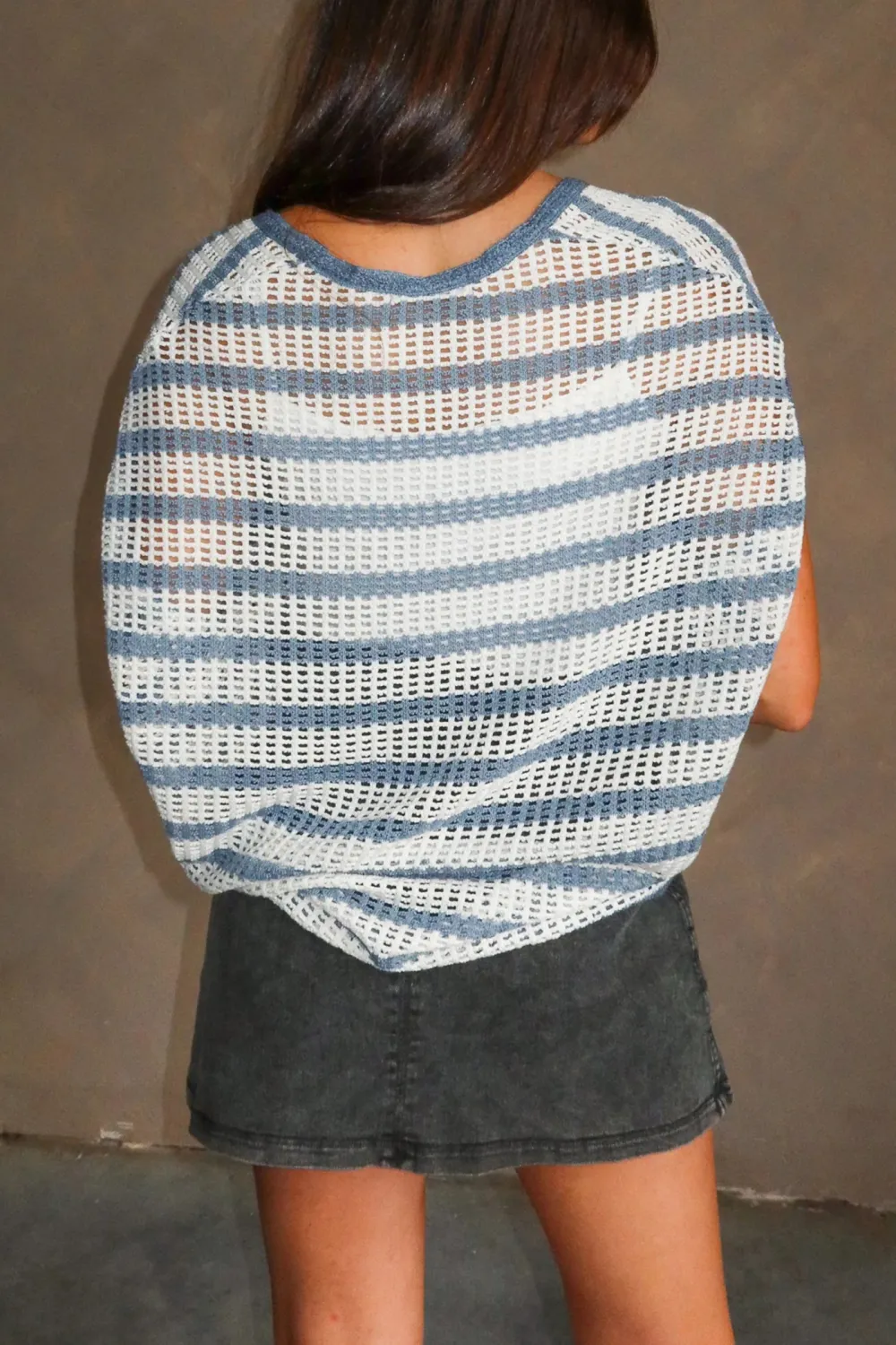 Hollow Striped Sweater Top