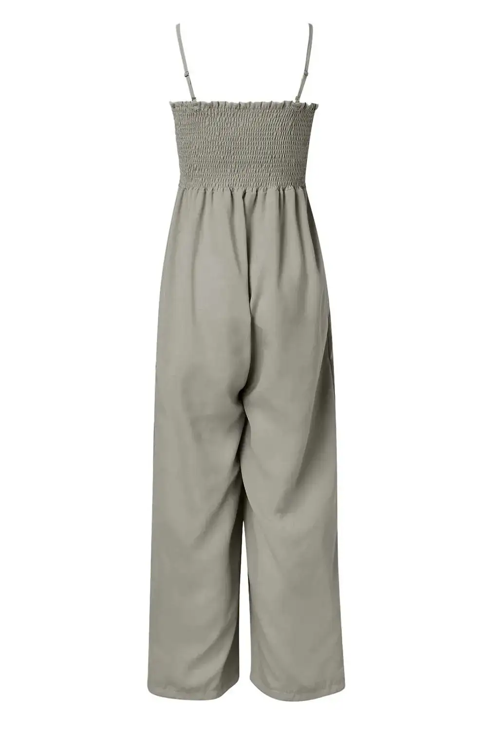 Smocked Strappy Wide Leg Jumpsuit