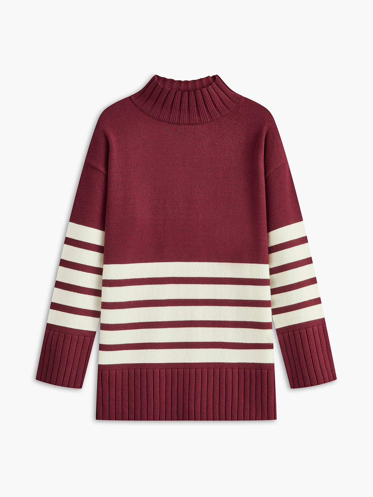 Miss Paris Mock Neck Stripe Sweater