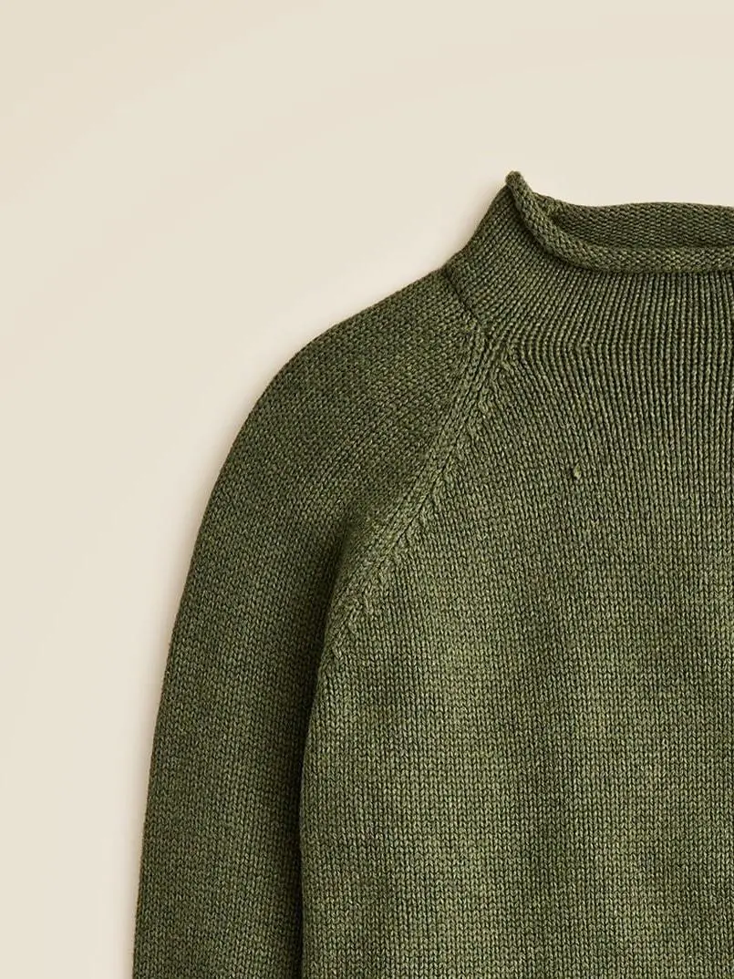 Olive Green Mock Neck Knit Sweater