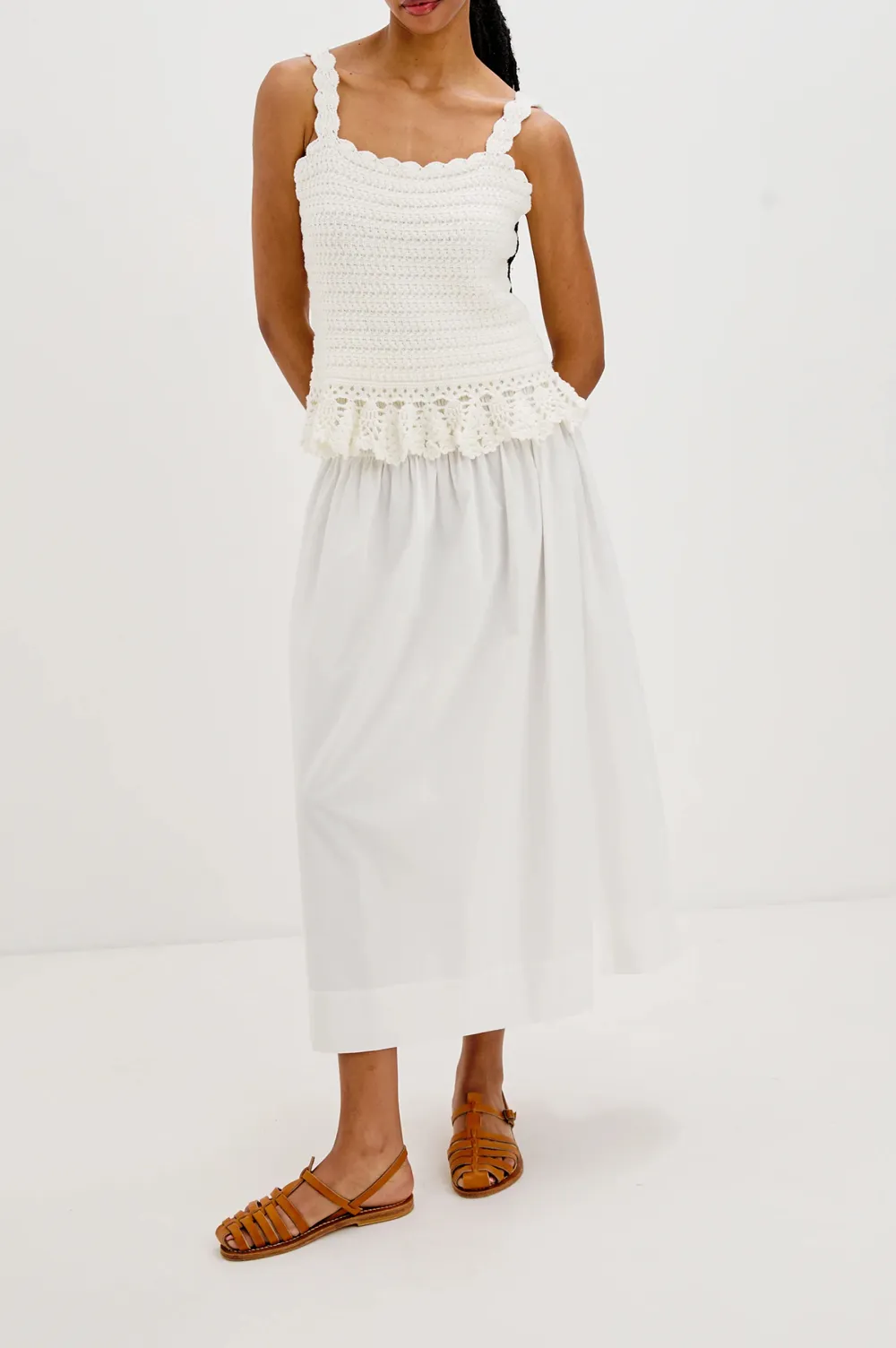 Ruffled High-Waisted Pure Cotton Half Skirt