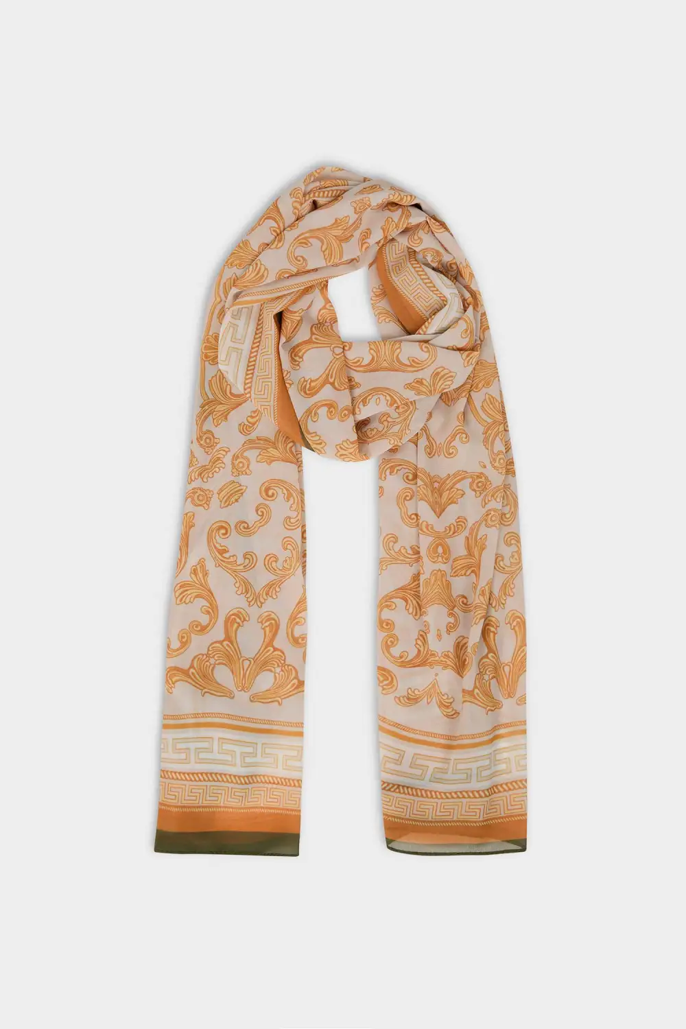 Ethnic-Style Brown Silk Scarf