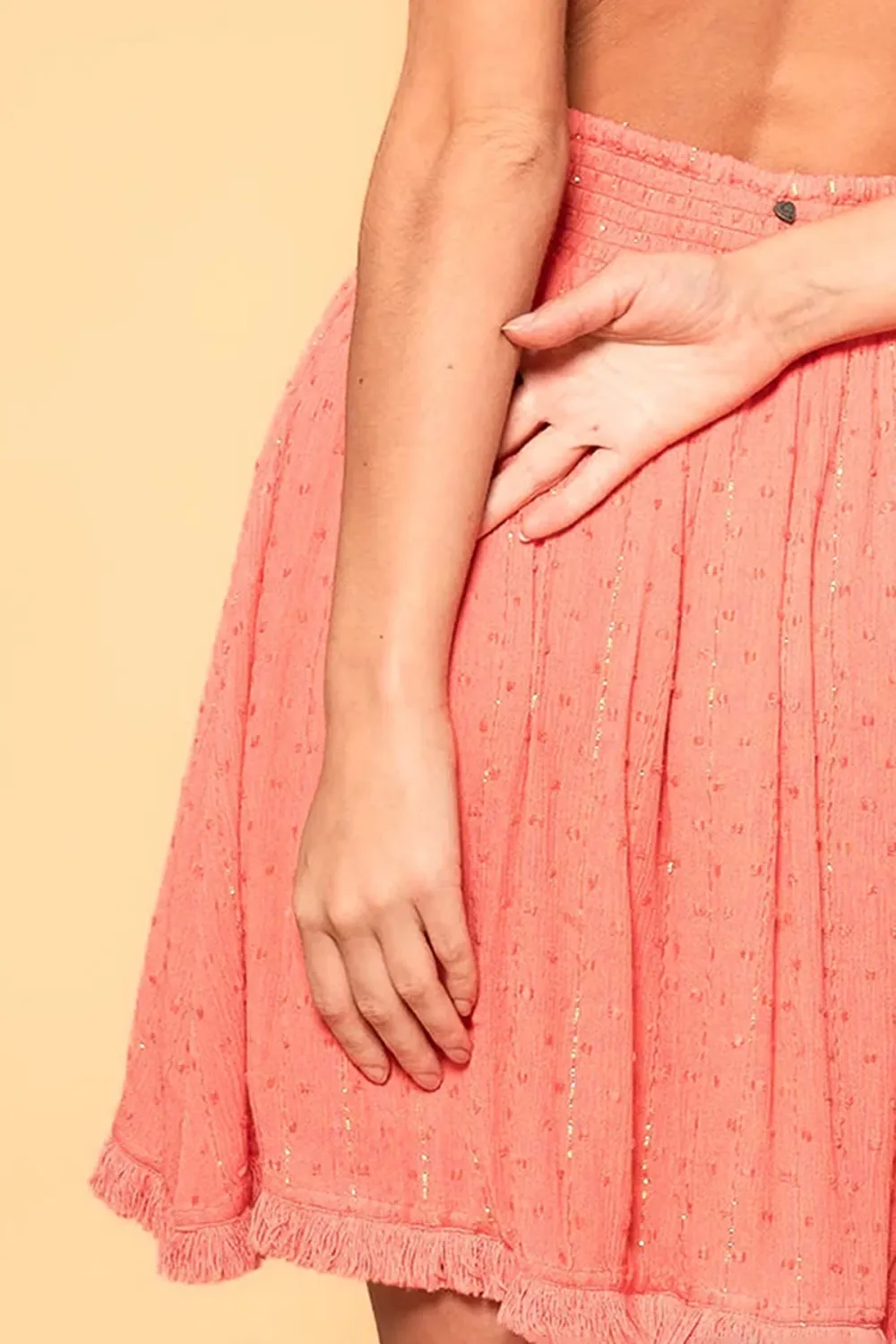 Coral Embroidered Mini Dress