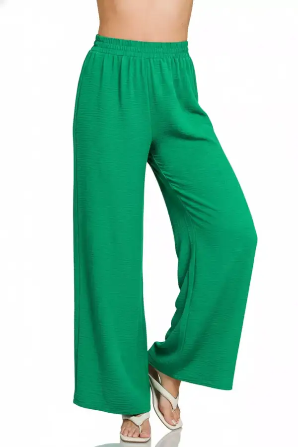 Easygoing Woven Airflow Elastic Waistband Pants