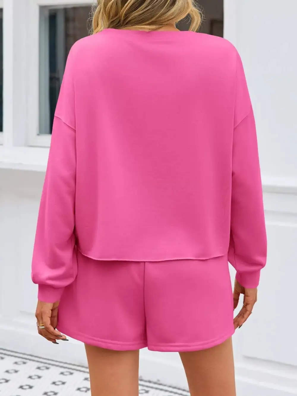 Pearl Embellished Round Neck Top and Skort Set