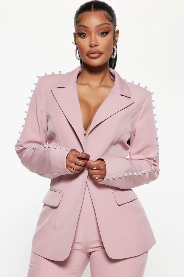 Pamela Pearl 3 Piece Blazer Pant Set - Blush