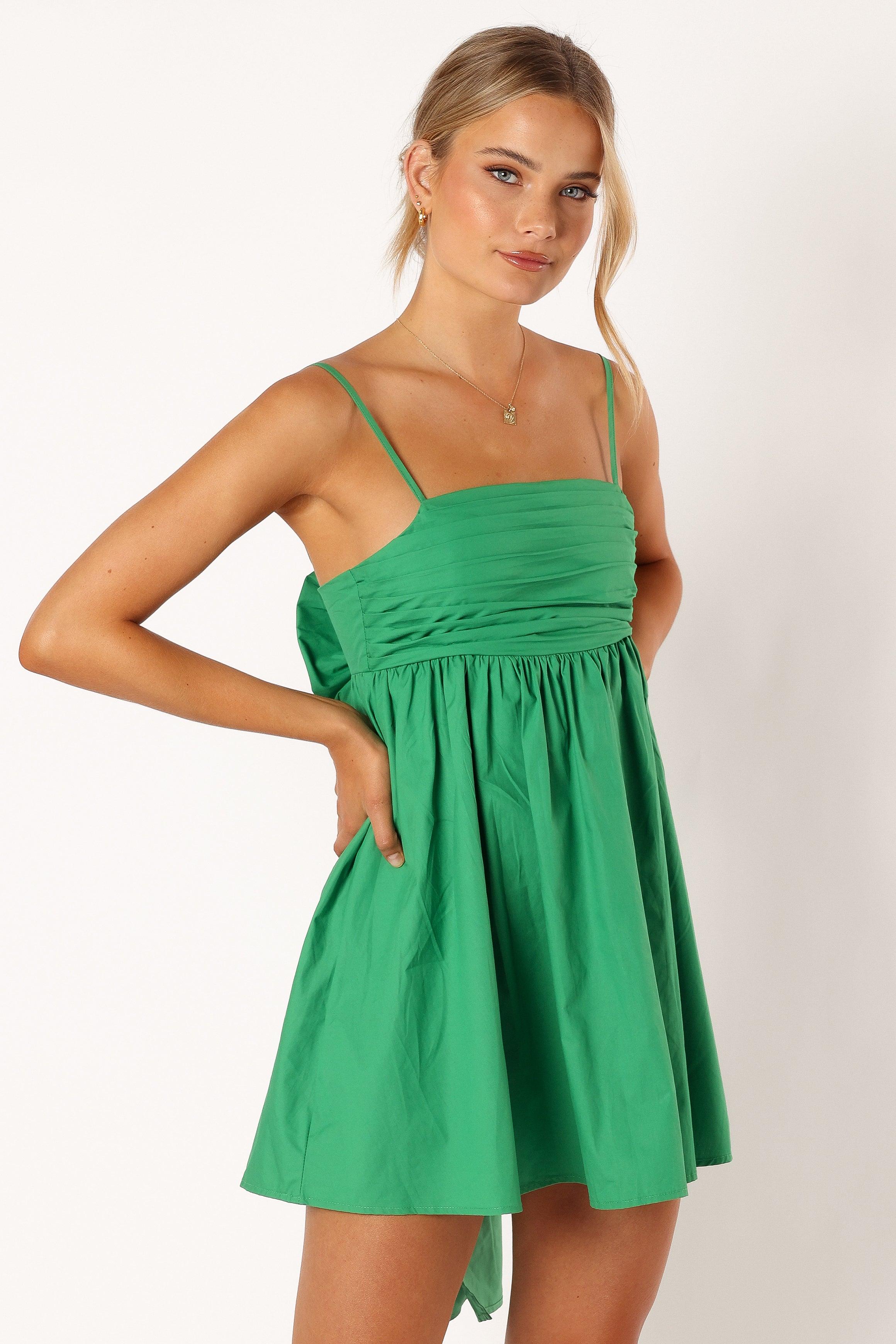 Alice Bow Back Mini Dress - Green