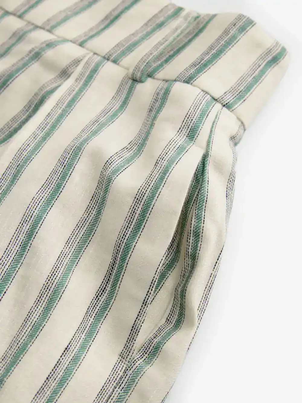 Striped Elastic Wide-Leg Pants With Linen