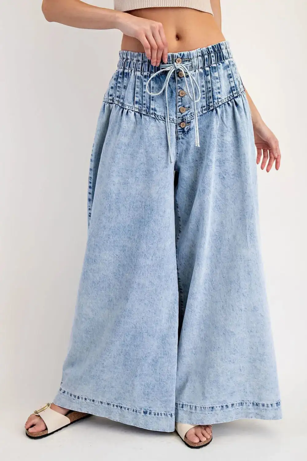 Wide Leg Denim Trousers