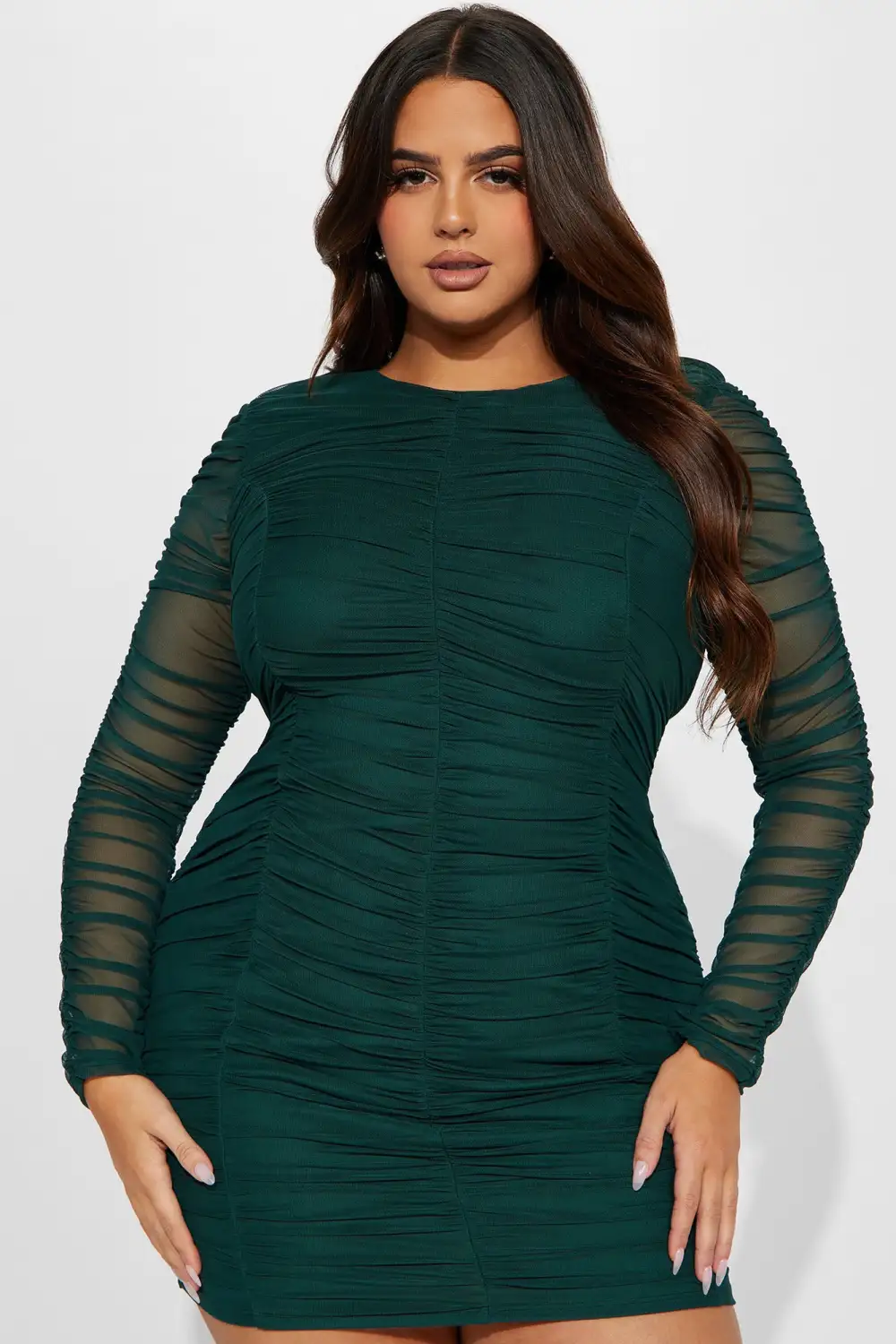 Halie Mesh Mini Dress - Hunter